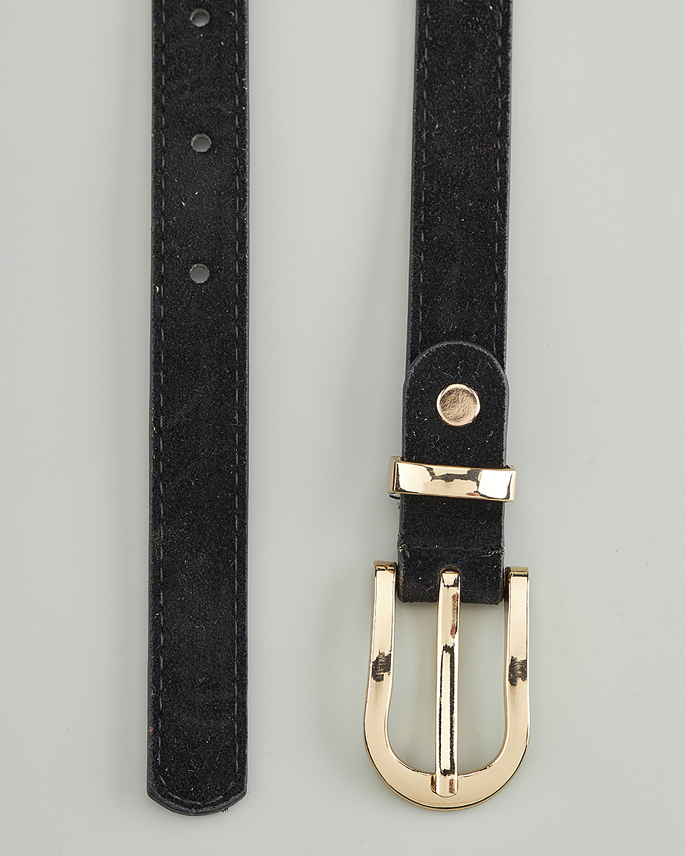 Δερμάτινη Γυναικεία Ζώνη με Καμπυλωτή Μεταλλική Αγκράφα CT7841 black