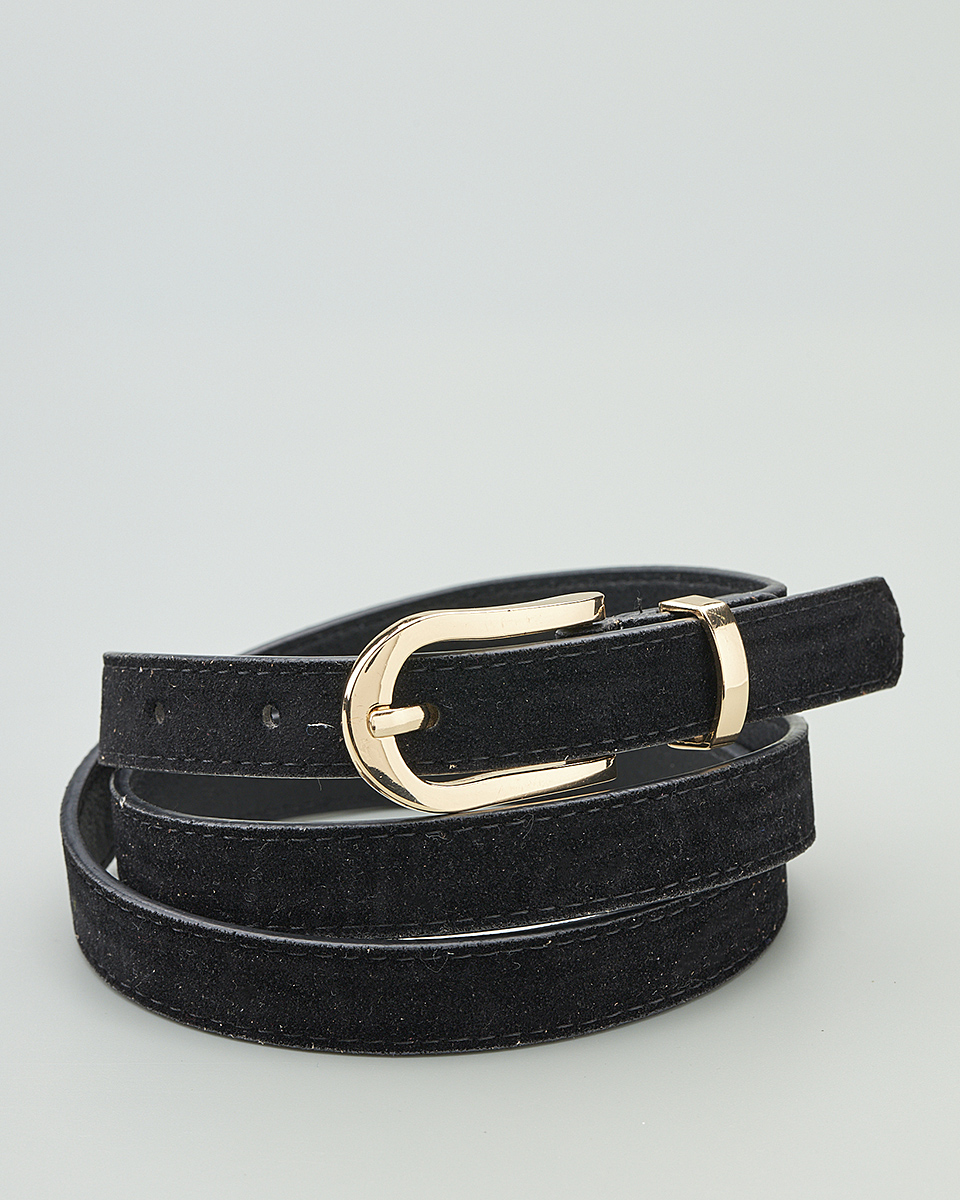 Δερμάτινη Γυναικεία Ζώνη με Καμπυλωτή Μεταλλική Αγκράφα CT7841 black