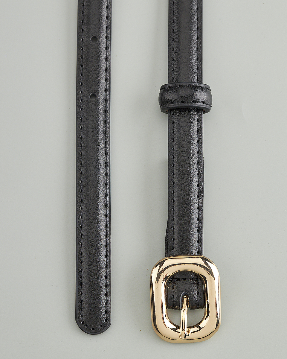 Δερμάτινη Γυναικεία Ζώνη με Οβάλ Μεταλλική Αγκράφα CT8145 black-gold