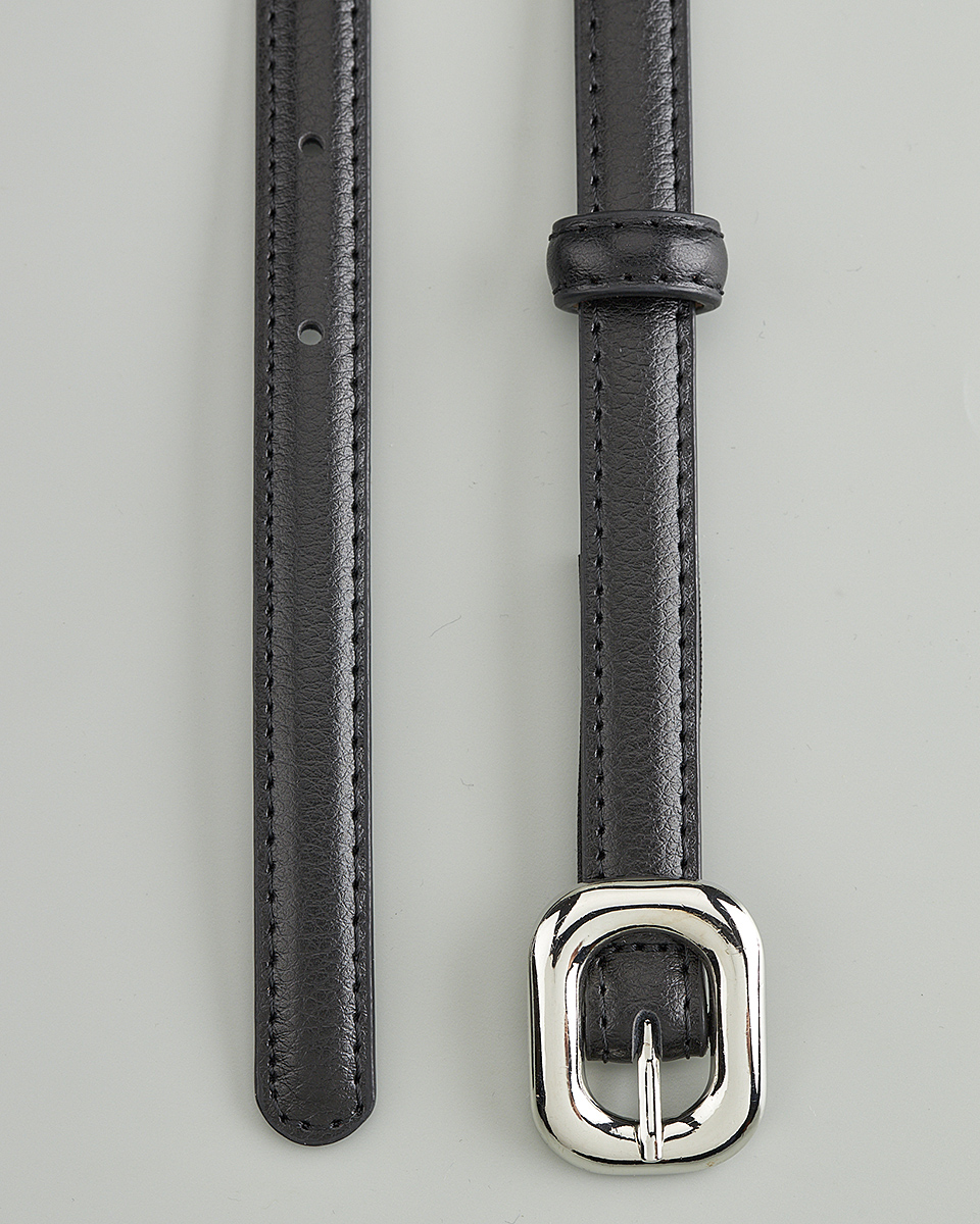 Δερμάτινη Γυναικεία Ζώνη με Οβάλ Μεταλλική Αγκράφα CT8145 black-silver