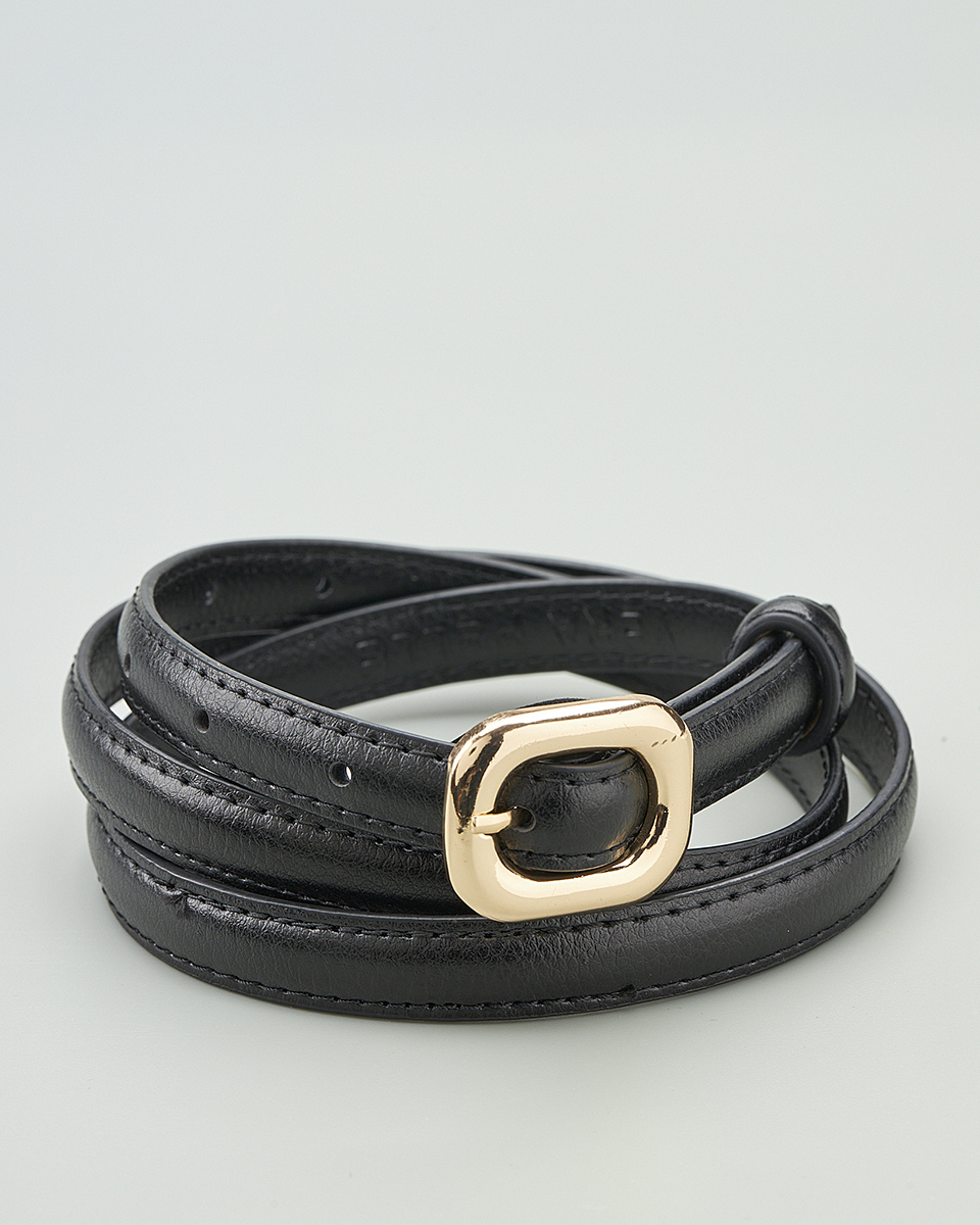 Δερμάτινη Γυναικεία Ζώνη με Οβάλ Μεταλλική Αγκράφα CT8145 black-gold