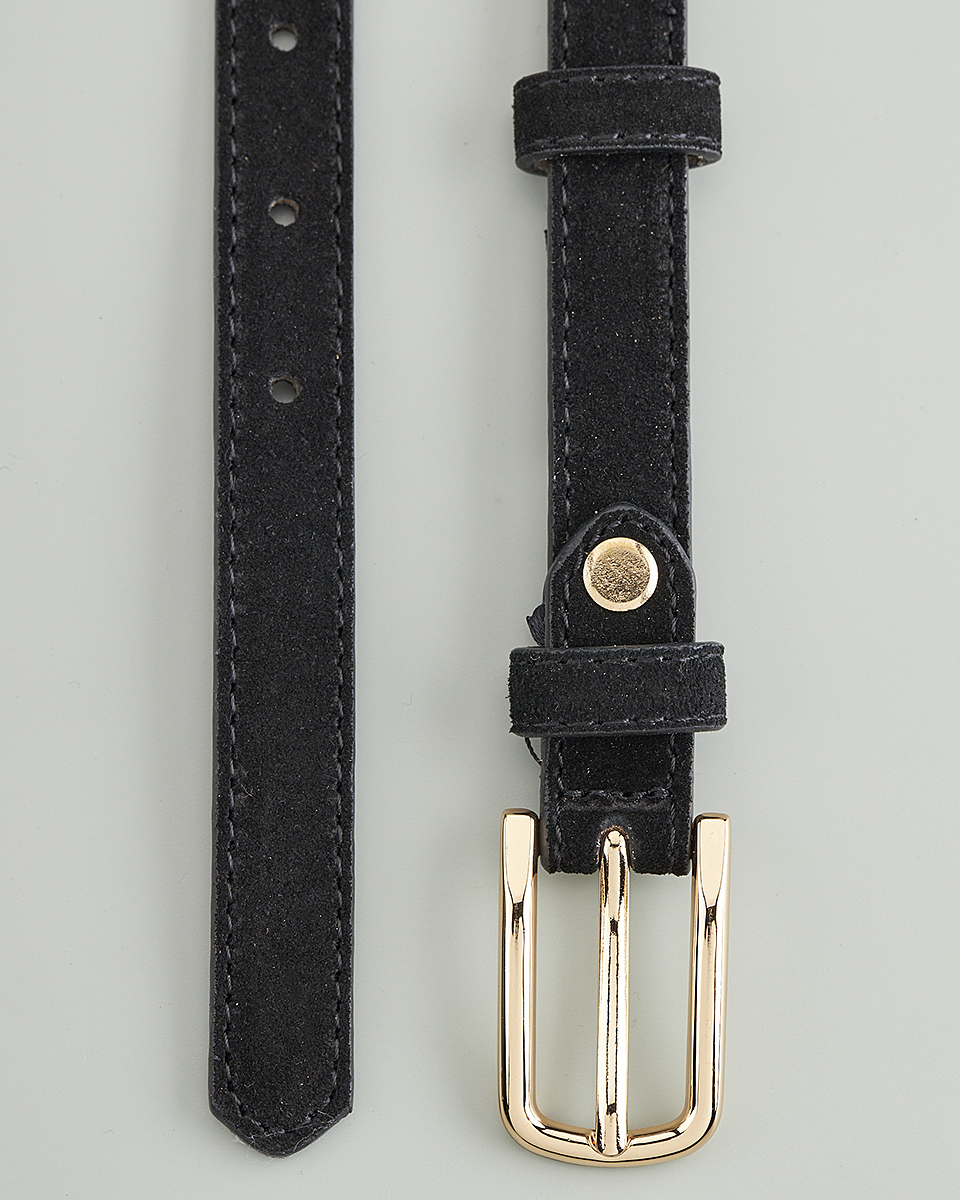 Δερμάτινη Γυναικεία Ζώνη με Καμπυλωτή Μεταλλική Αγκράφα CT7841 black