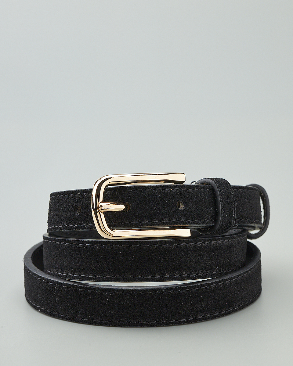 Δερμάτινη Γυναικεία Ζώνη με Καμπυλωτή Μεταλλική Αγκράφα CT7841 black