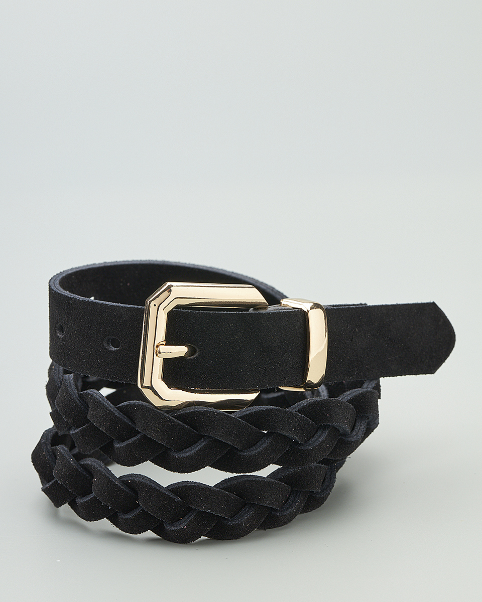 Δερμάτινη Γυναικεία Ζώνη Πλεκτή με Μεταλλική Αγκράφα CT8415 black