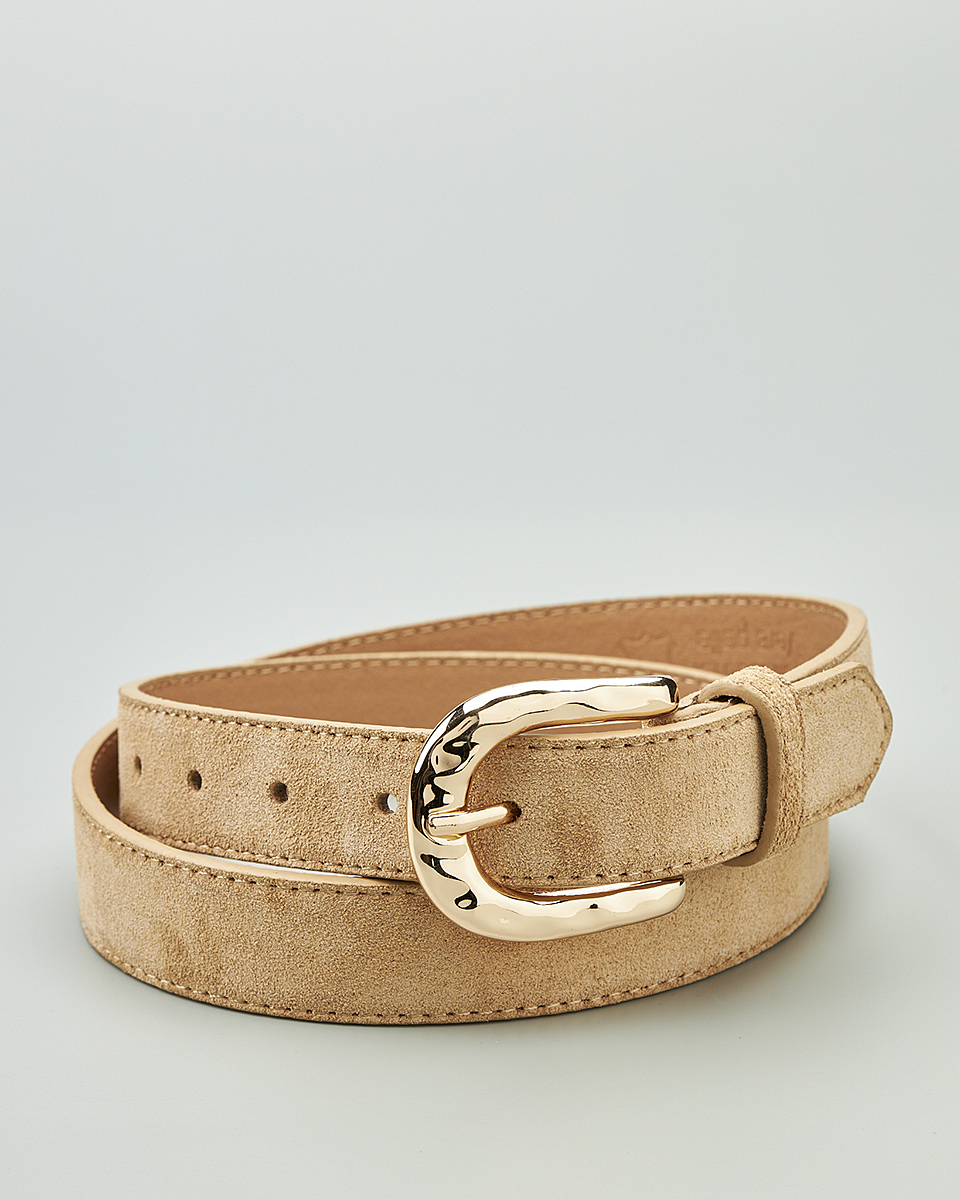 Δερμάτινη Γυναικεία Ζώνη με Σφυρήλατη Μεταλλική Αγκράφα CT8417 Beige