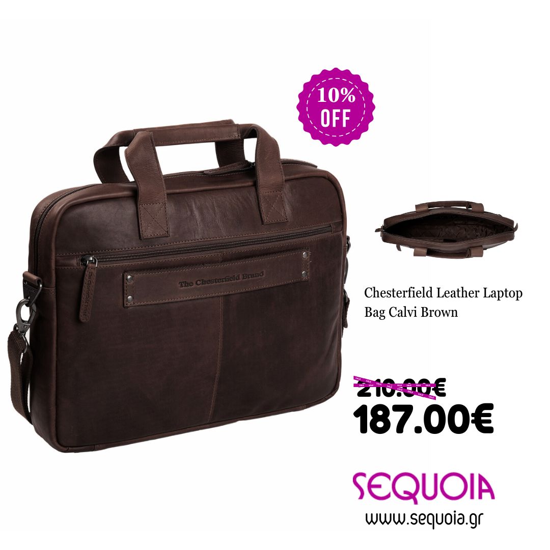 Chesterfield Leather Laptop Bag Calvi Brown