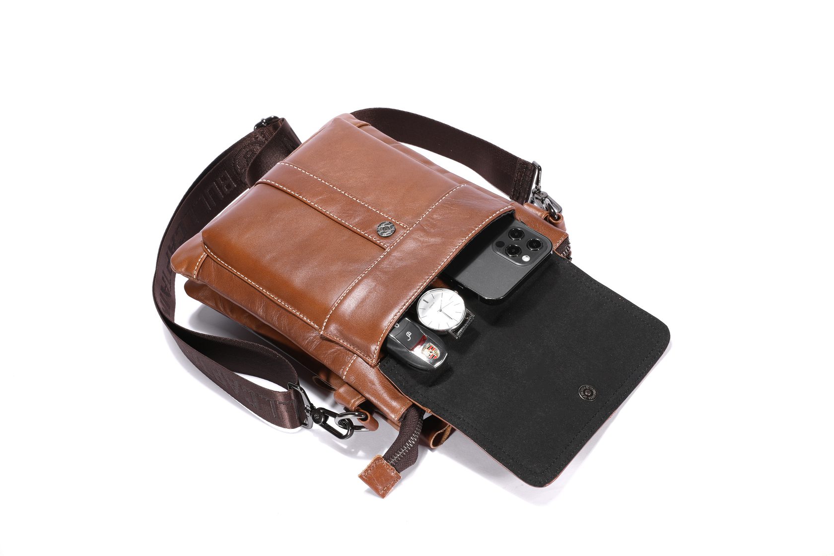 Δερμάτινο τσαντάκι ώμου Bull Captain DJB 666 καφέ