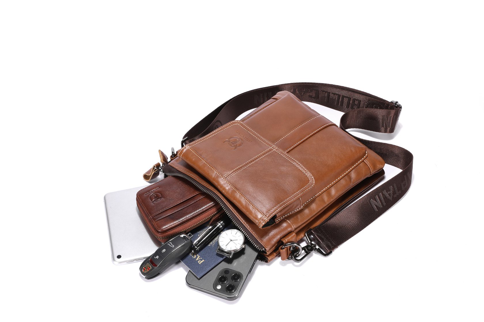 Δερμάτινο τσαντάκι ώμου Bull Captain DJB 666 καφέ