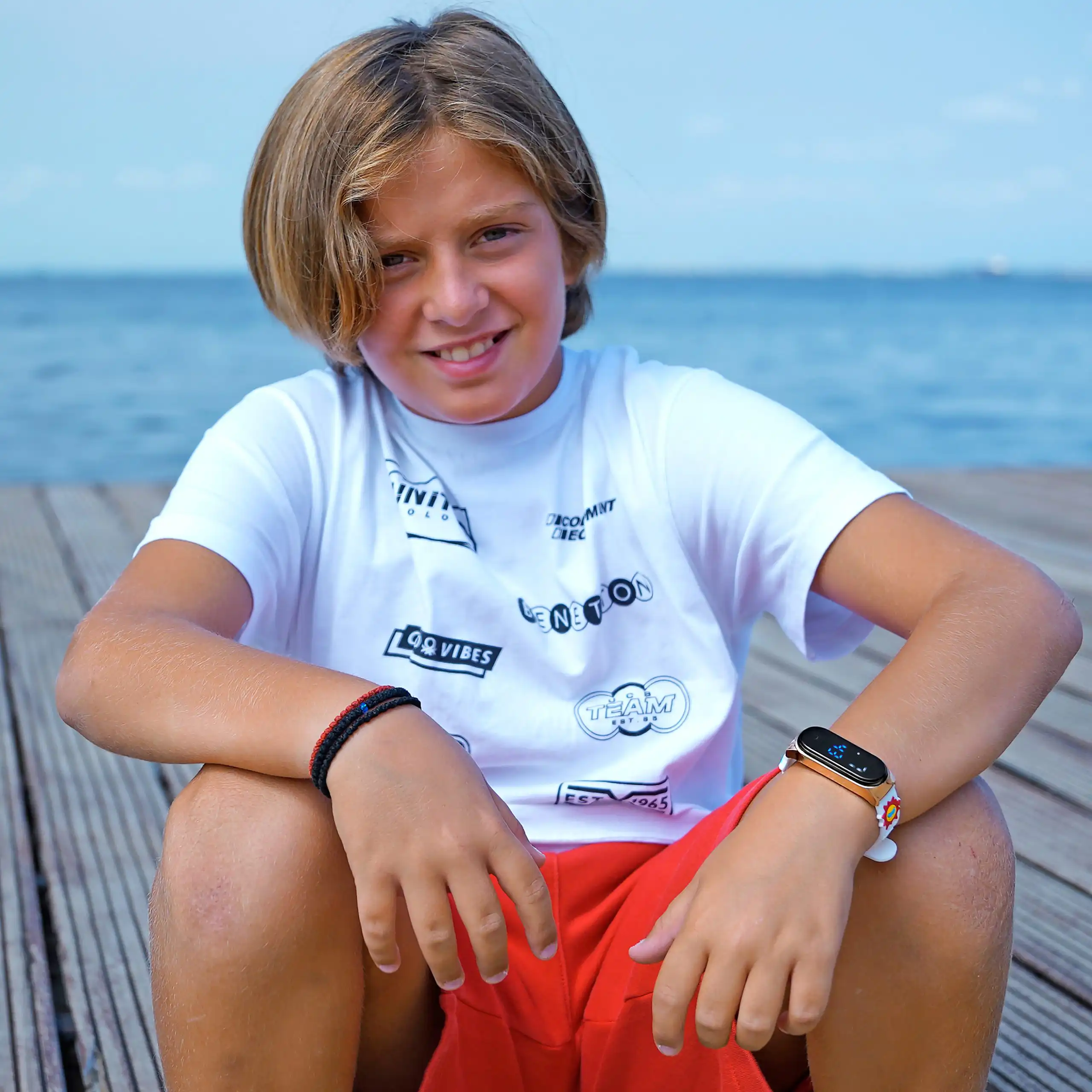 Sequoia Αδιάβροχο Ρολόι LED με Λουράκι Καουτσούκ και Σχέδιο AG-123 λευκό