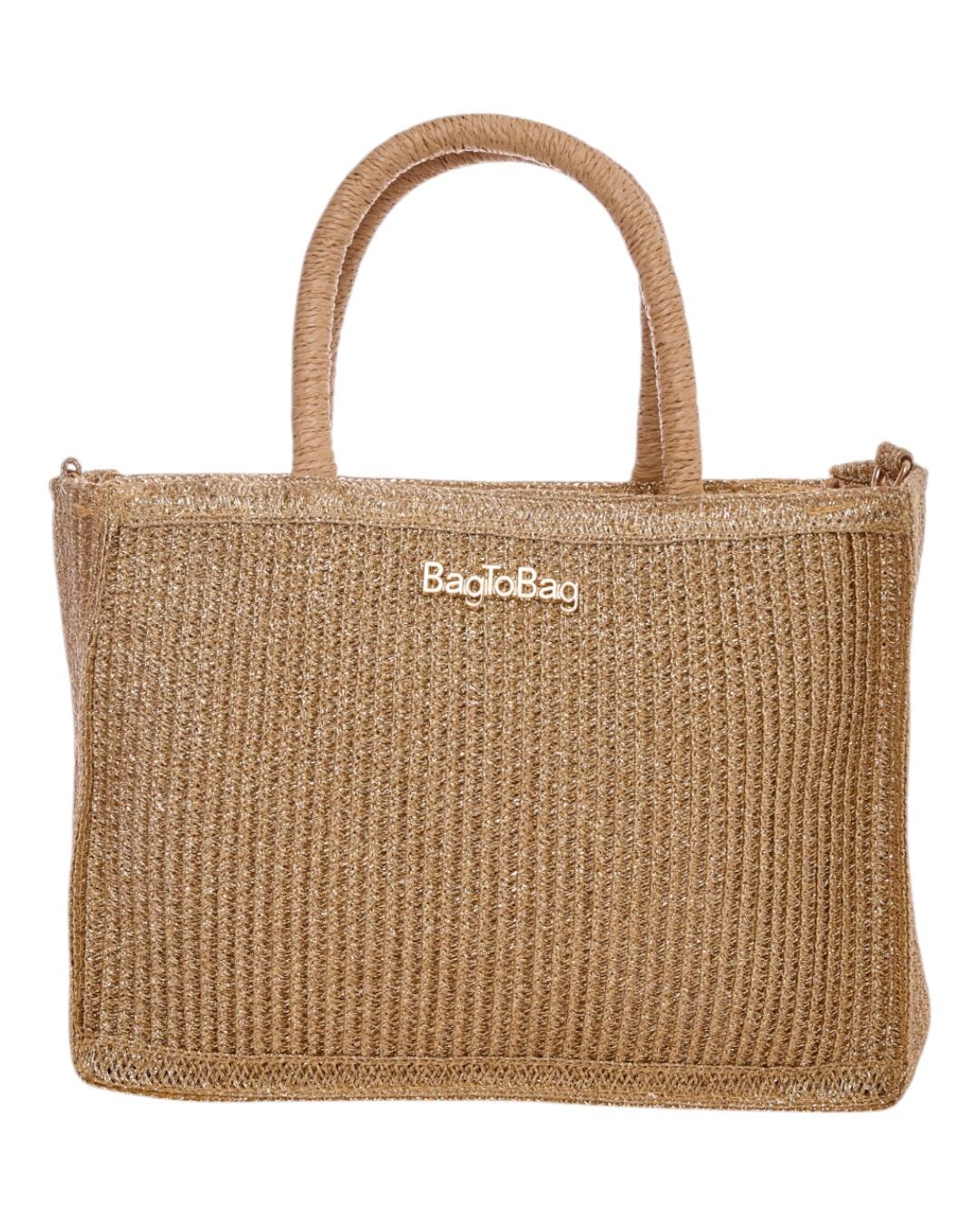 Ψάθινος τσαντα ώμου CN25011 - Χρυσό