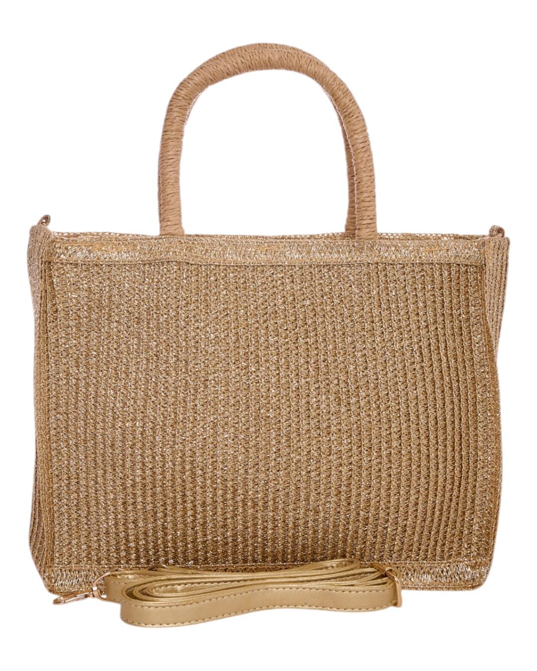 Ψάθινος τσαντα ώμου CN25011 - Χρυσό