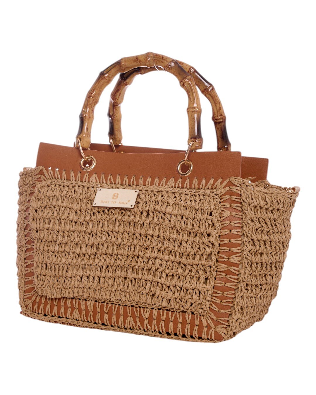 Ψάθινη Τσάντα Χειρός CN25022 – Apricot Ψάθινη Τσάντα Χειρός CN25022 – Apricot