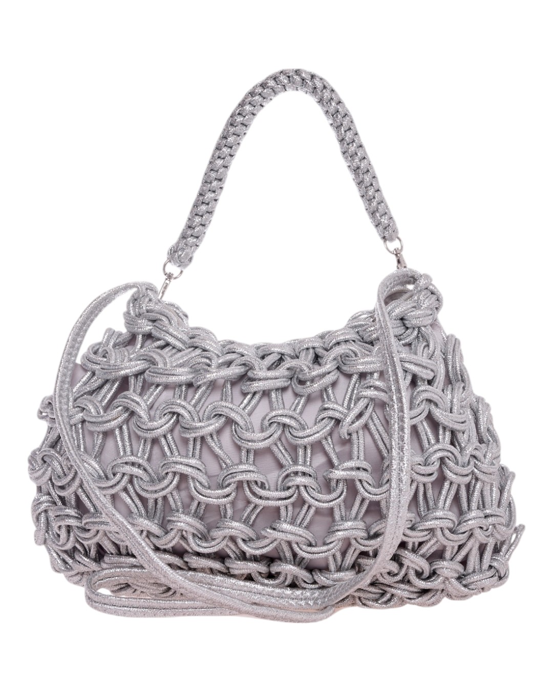 Ψάθινος τσαντα ώμου CN25012 - Ασημί