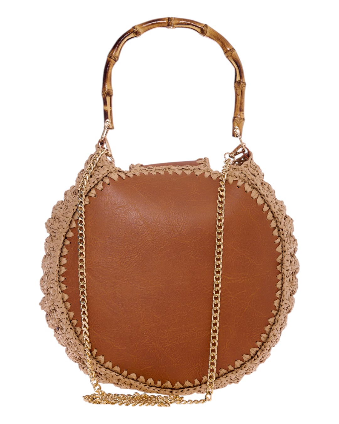 Ψάθινη Τσάντα Ώμου CN2402 - Apricot