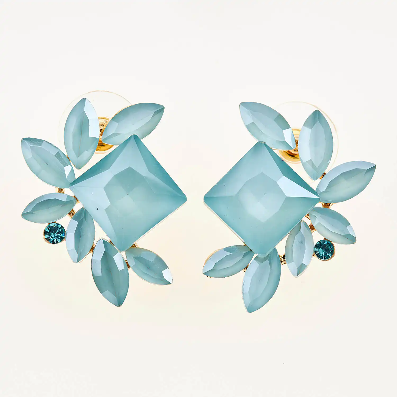 Sequoia Γυναικείο ατσάλινο Υποαλλεργικό σκουλαρίκι με πέτρες γαλάζιο