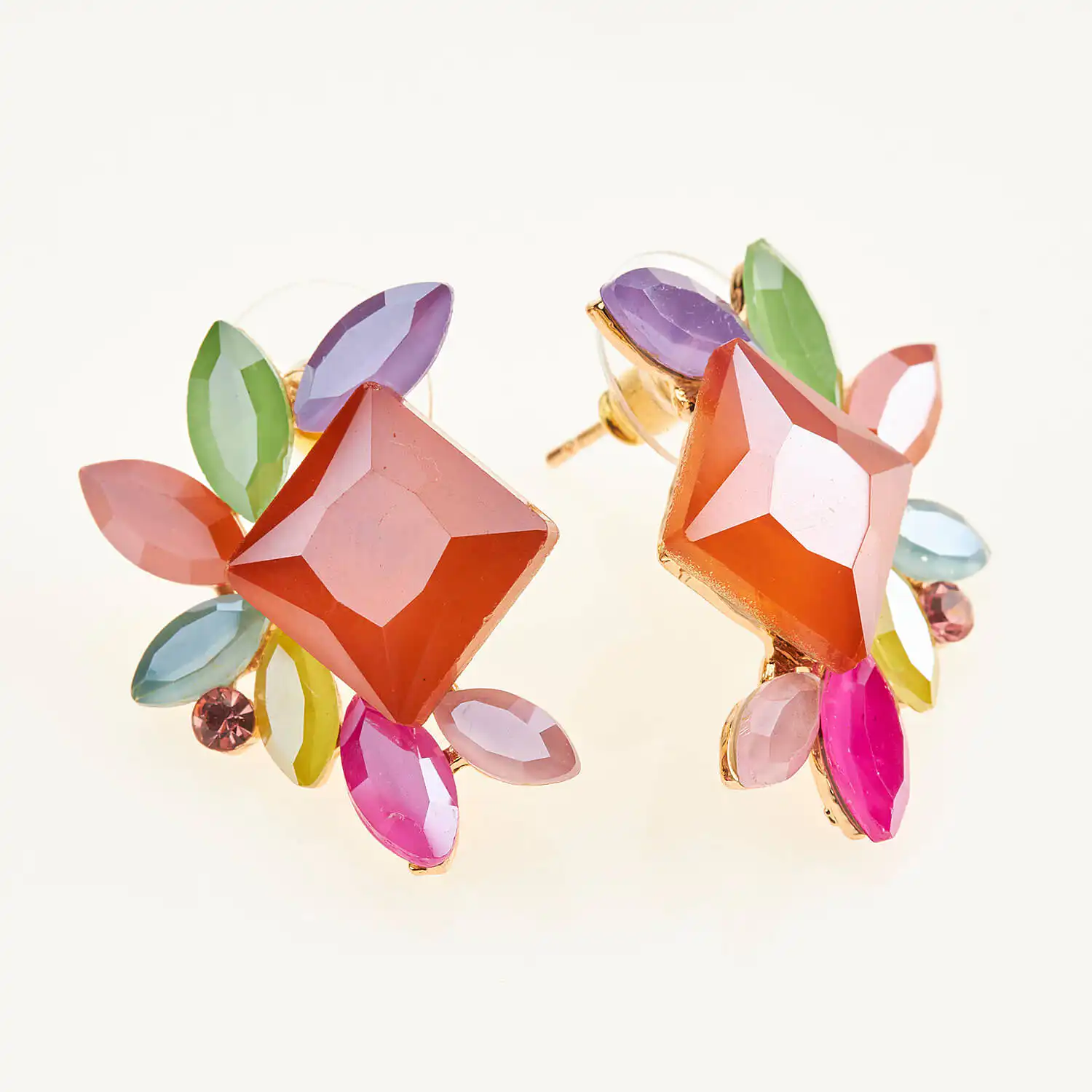 Sequoia Γυναικείο ατσάλινο Υποαλλεργικό σκουλαρίκι με πέτρες multi