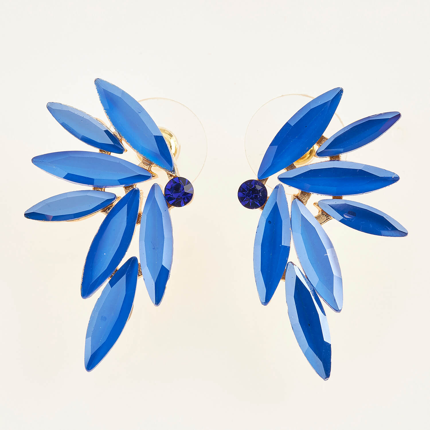 Sequoia Γυναικείο ατσάλινο Υποαλλεργικό σκουλαρίκι με πέτρες μπλε