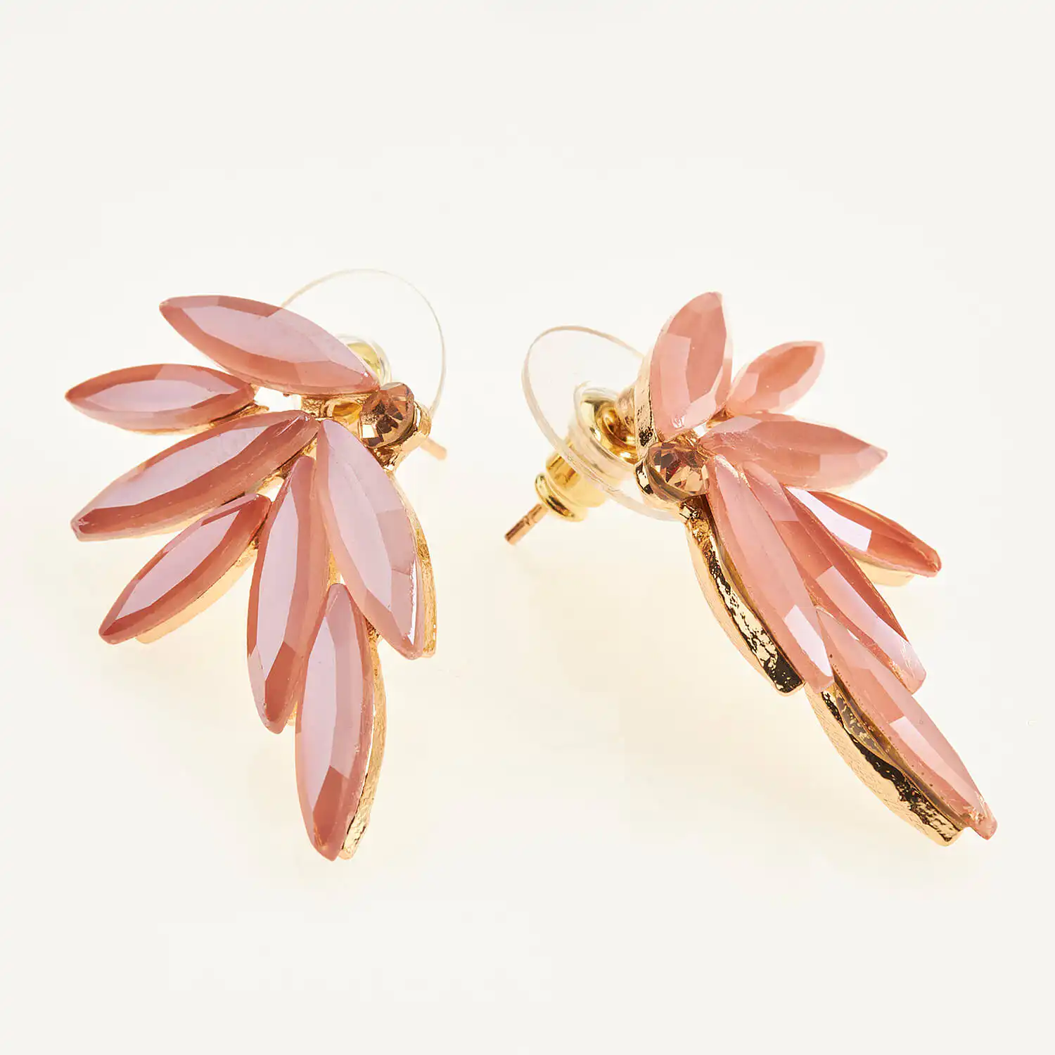 Sequoia Γυναικείο ατσάλινο Υποαλλεργικό σκουλαρίκι με πέτρες μπεζ