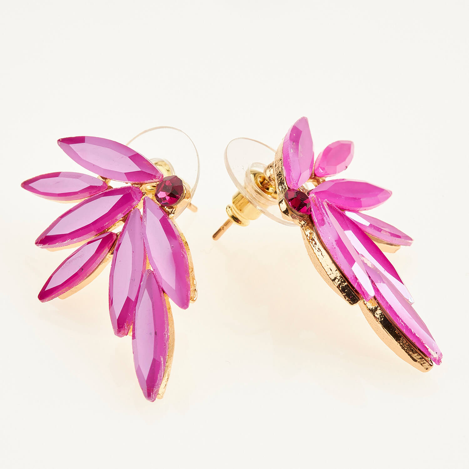 Sequoia Γυναικείο ατσάλινο Υποαλλεργικό σκουλαρίκι με πέτρες φούξια Sequoia Γυναικείο ατσάλινο Υποαλλεργικό σκουλαρίκι με πέτρες φούξια