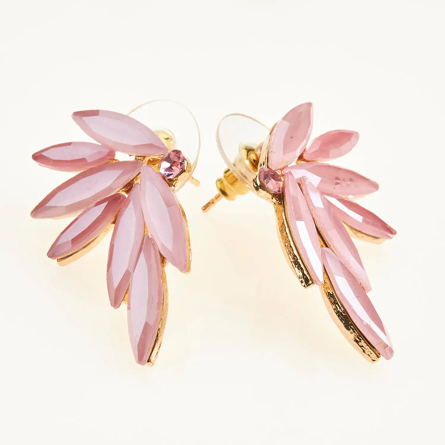 Sequoia Γυναικείο ατσάλινο Υποαλλεργικό σκουλαρίκι με πέτρες ροζ