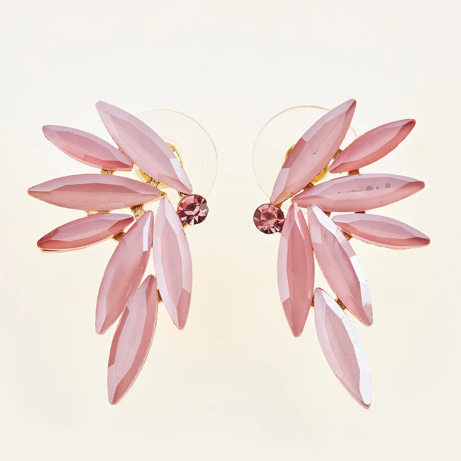 Sequoia Γυναικείο ατσάλινο Υποαλλεργικό σκουλαρίκι με πέτρες ροζ