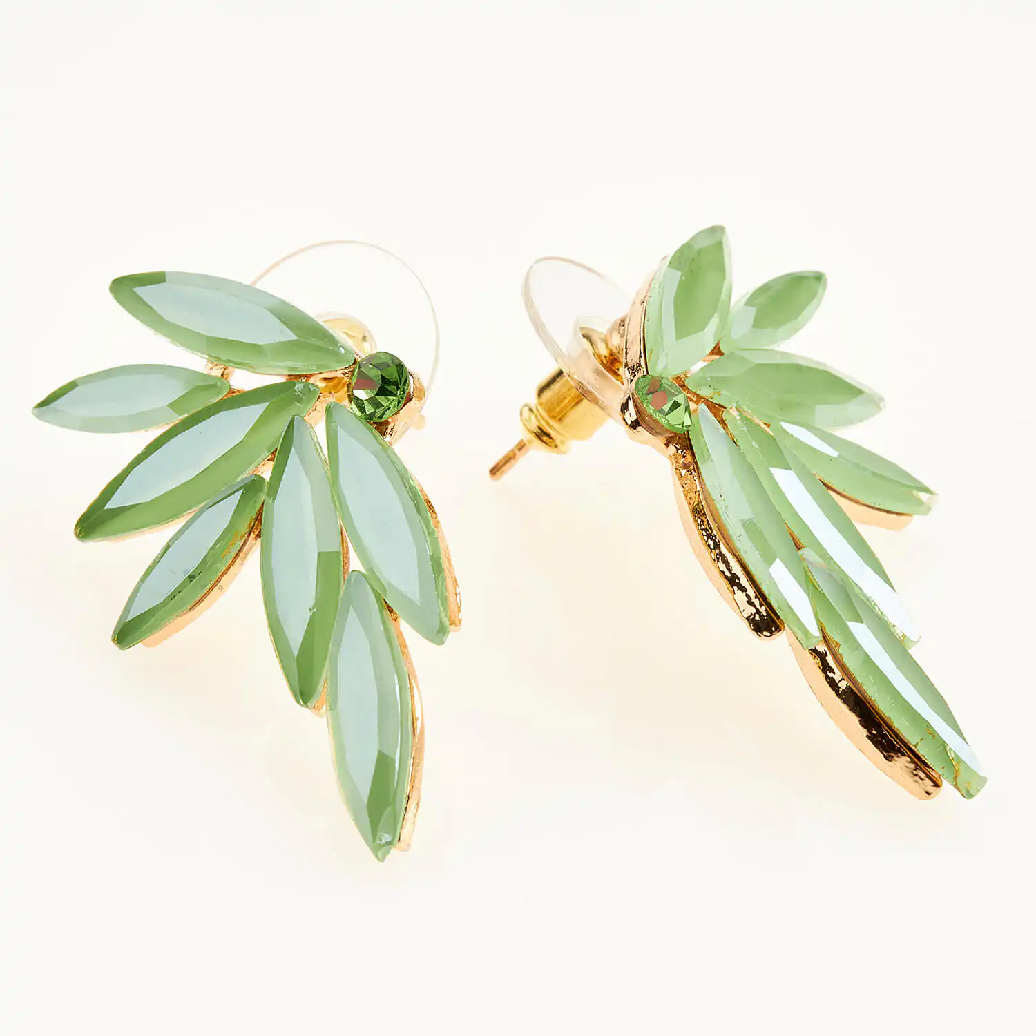 Sequoia Γυναικείο ατσάλινο Υποαλλεργικό σκουλαρίκι με πέτρες πράσινο