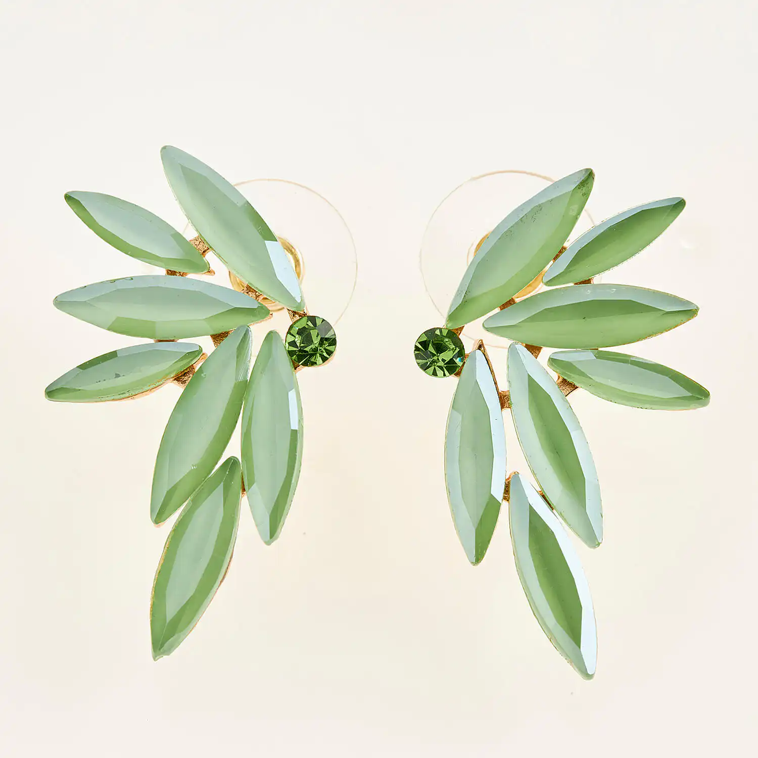 Sequoia Γυναικείο ατσάλινο Υποαλλεργικό σκουλαρίκι με πέτρες πράσινο