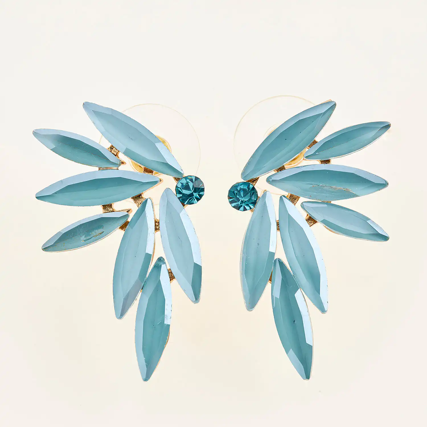 Sequoia Γυναικείο ατσάλινο Υποαλλεργικό σκουλαρίκι με πέτρες γαλάζιο