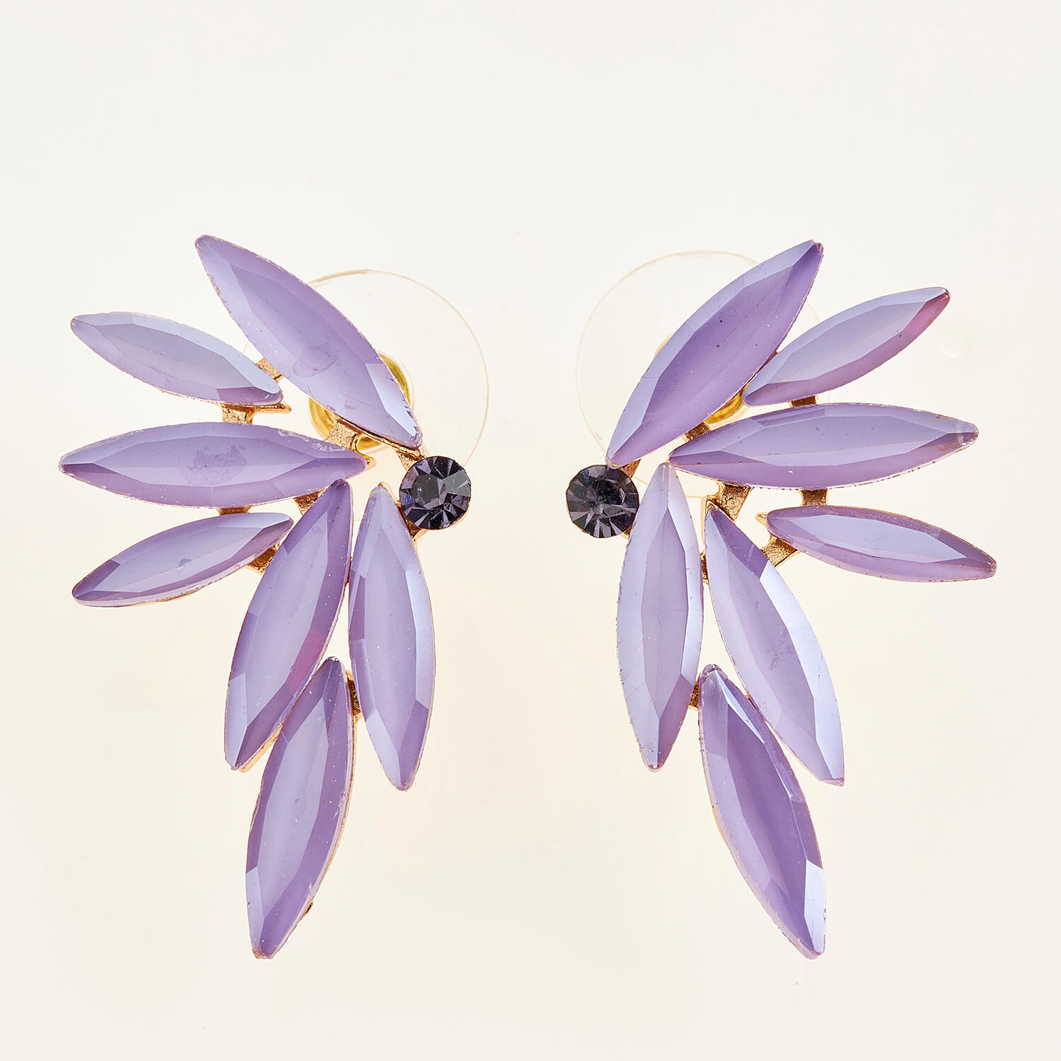 Sequoia Γυναικείο ατσάλινο Υποαλλεργικό σκουλαρίκι με πέτρες μωβ Sequoia Γυναικείο ατσάλινο Υποαλλεργικό σκουλαρίκι με πέτρες μωβ