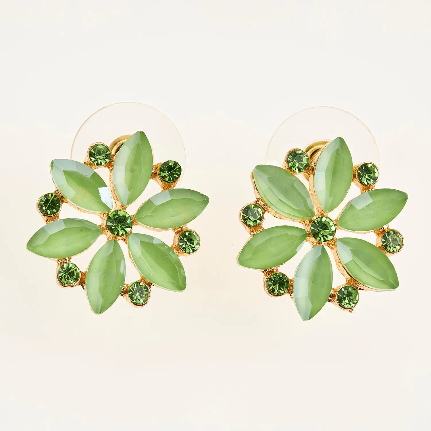 Sequoia Γυναικείο ατσάλινο Υποαλλεργικό σκουλαρίκι με πέτρες πράσινο