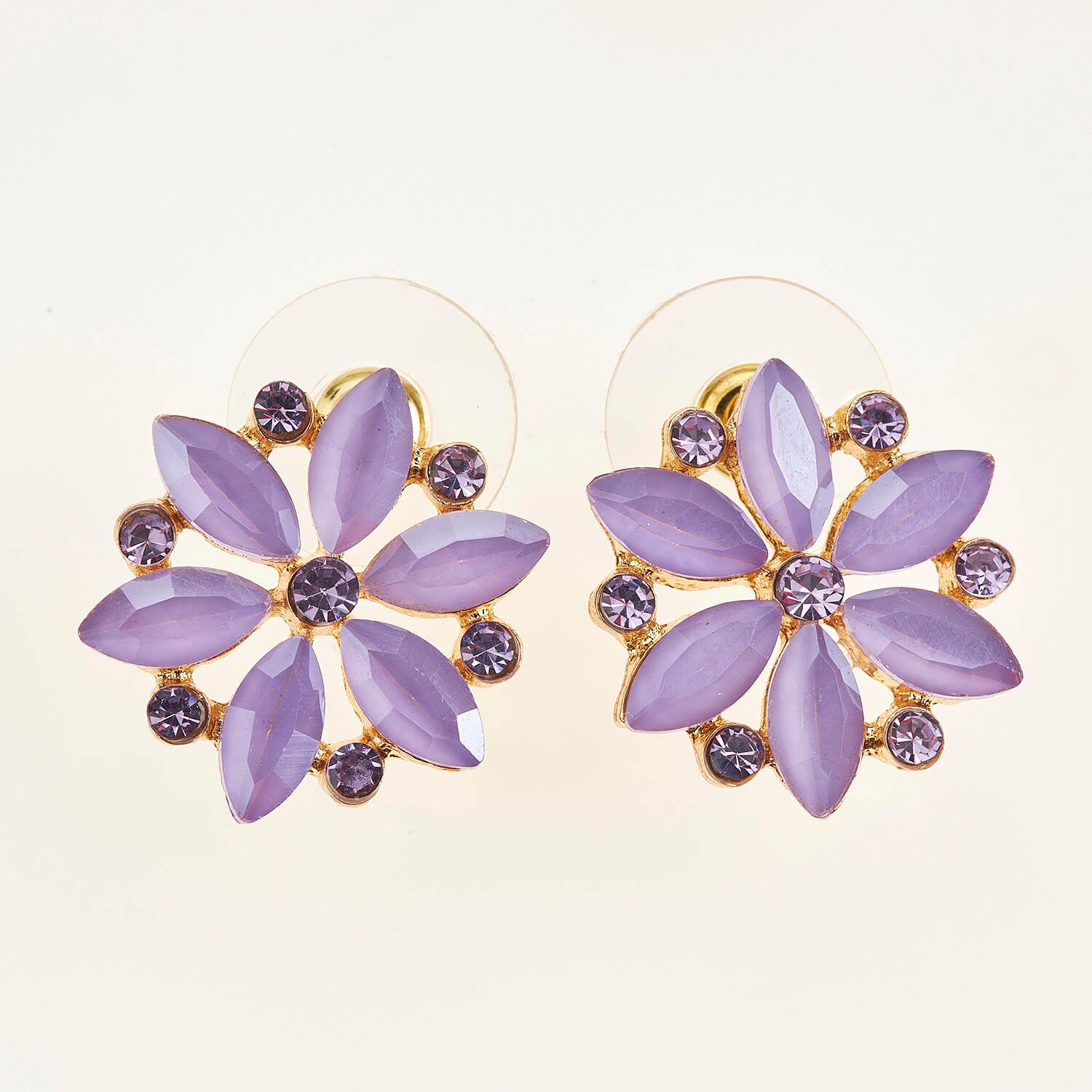 Sequoia Γυναικείο ατσάλινο Υποαλλεργικό σκουλαρίκι με πέτρες μωβ Sequoia Γυναικείο ατσάλινο Υποαλλεργικό σκουλαρίκι με πέτρες μωβ