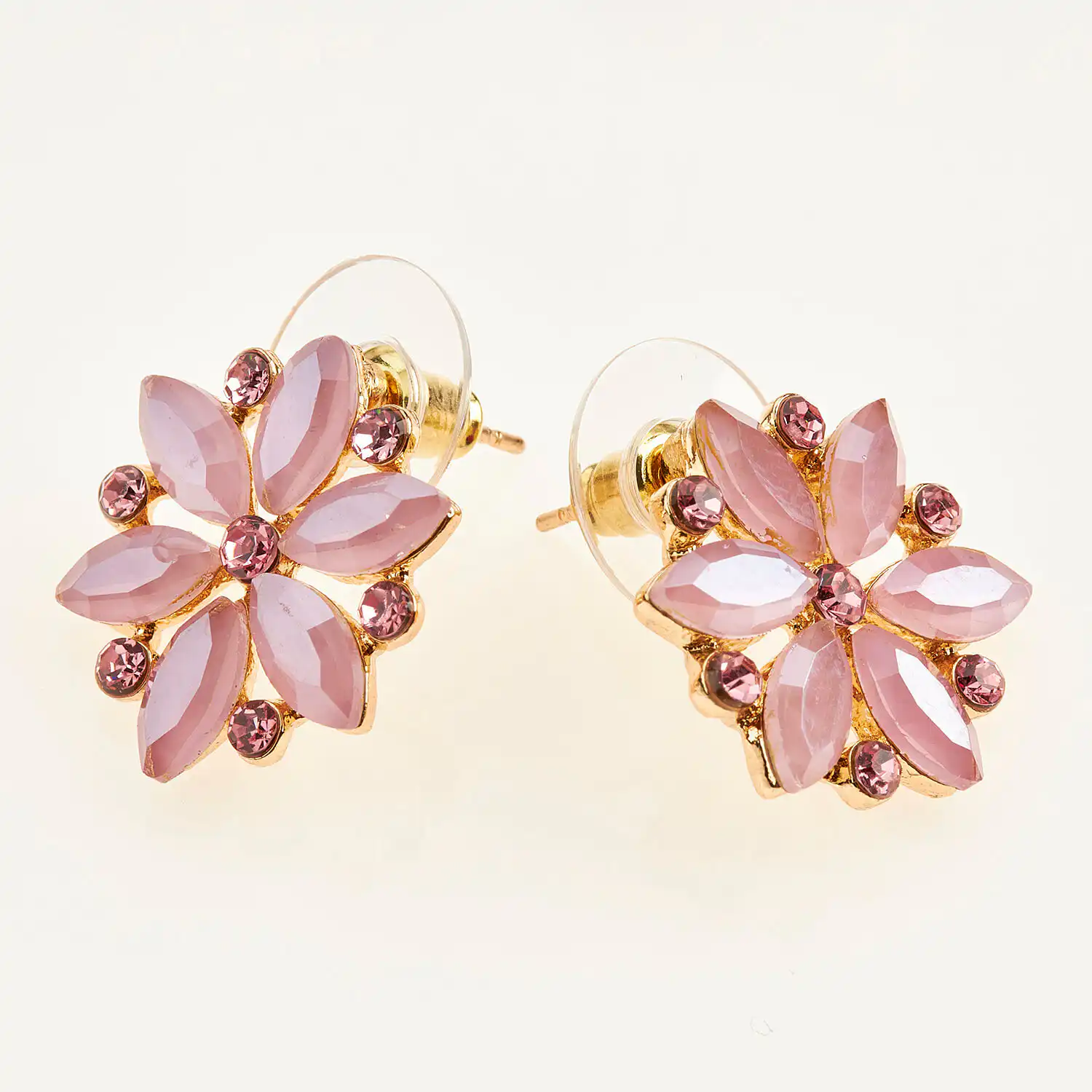 Sequoia Γυναικείο ατσάλινο Υποαλλεργικό σκουλαρίκι με πέτρες ροζ