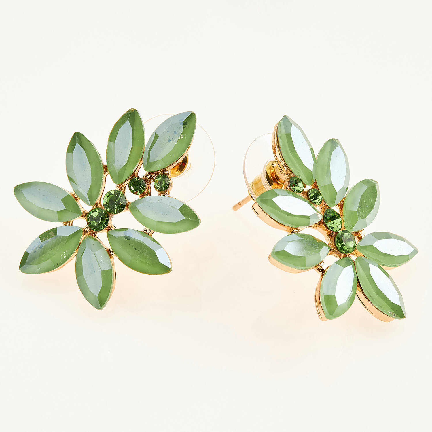 Sequoia Γυναικείο ατσάλινο Υποαλλεργικό σκουλαρίκι με πέτρες πράσινο