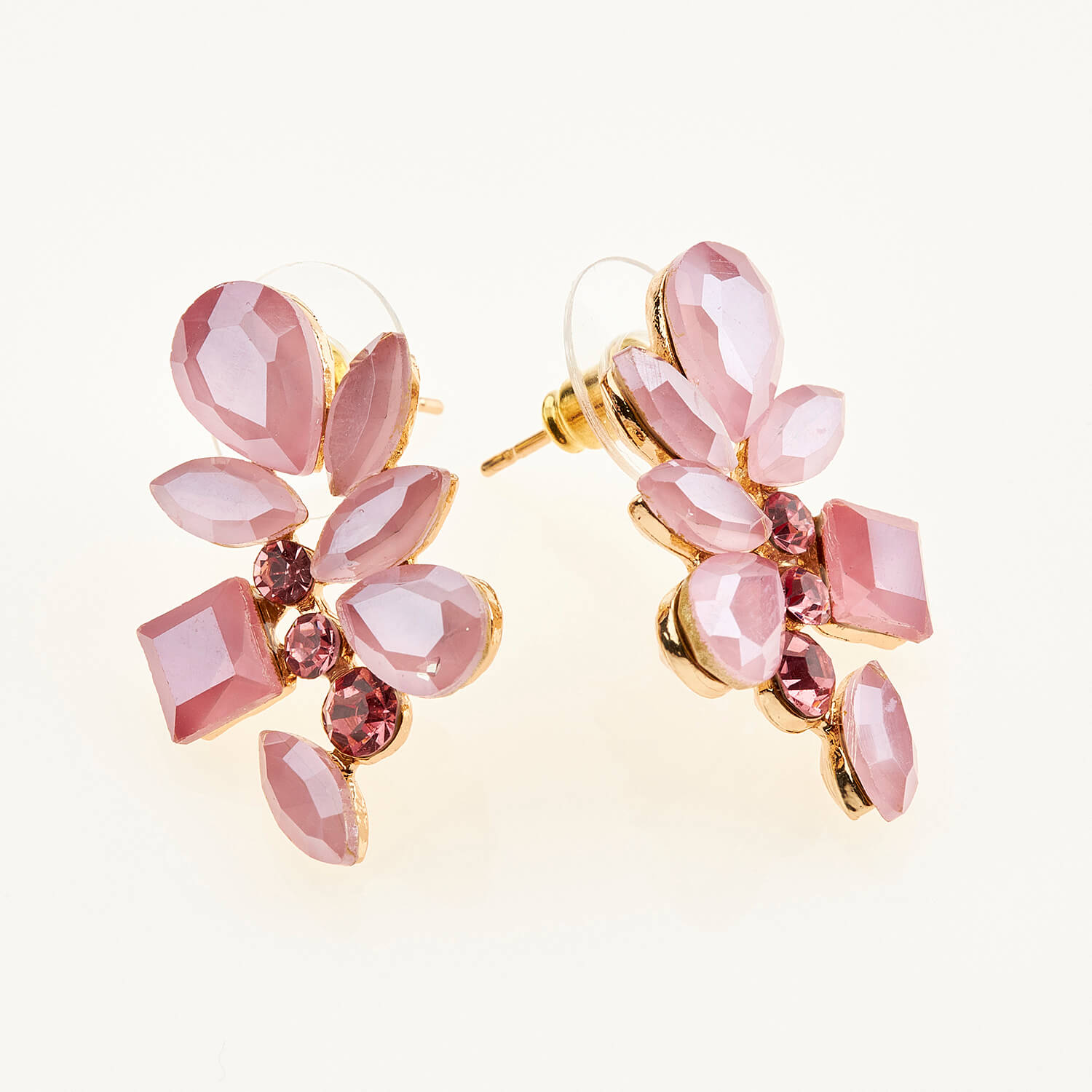 Sequoia Γυναικείο ατσάλινο Υποαλλεργικό σκουλαρίκι με πέτρες ροζ Sequoia Γυναικείο ατσάλινο Υποαλλεργικό σκουλαρίκι με πέτρες ροζ