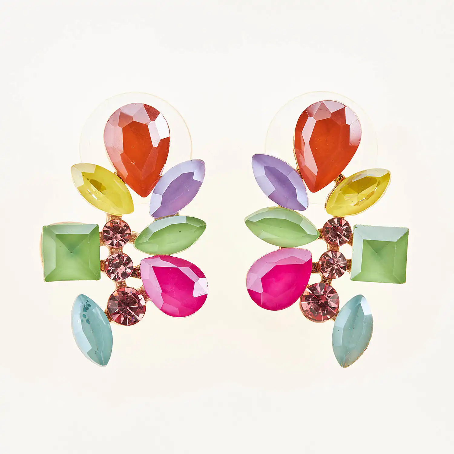 Sequoia Γυναικείο ατσάλινο Υποαλλεργικό σκουλαρίκι με πέτρες multi