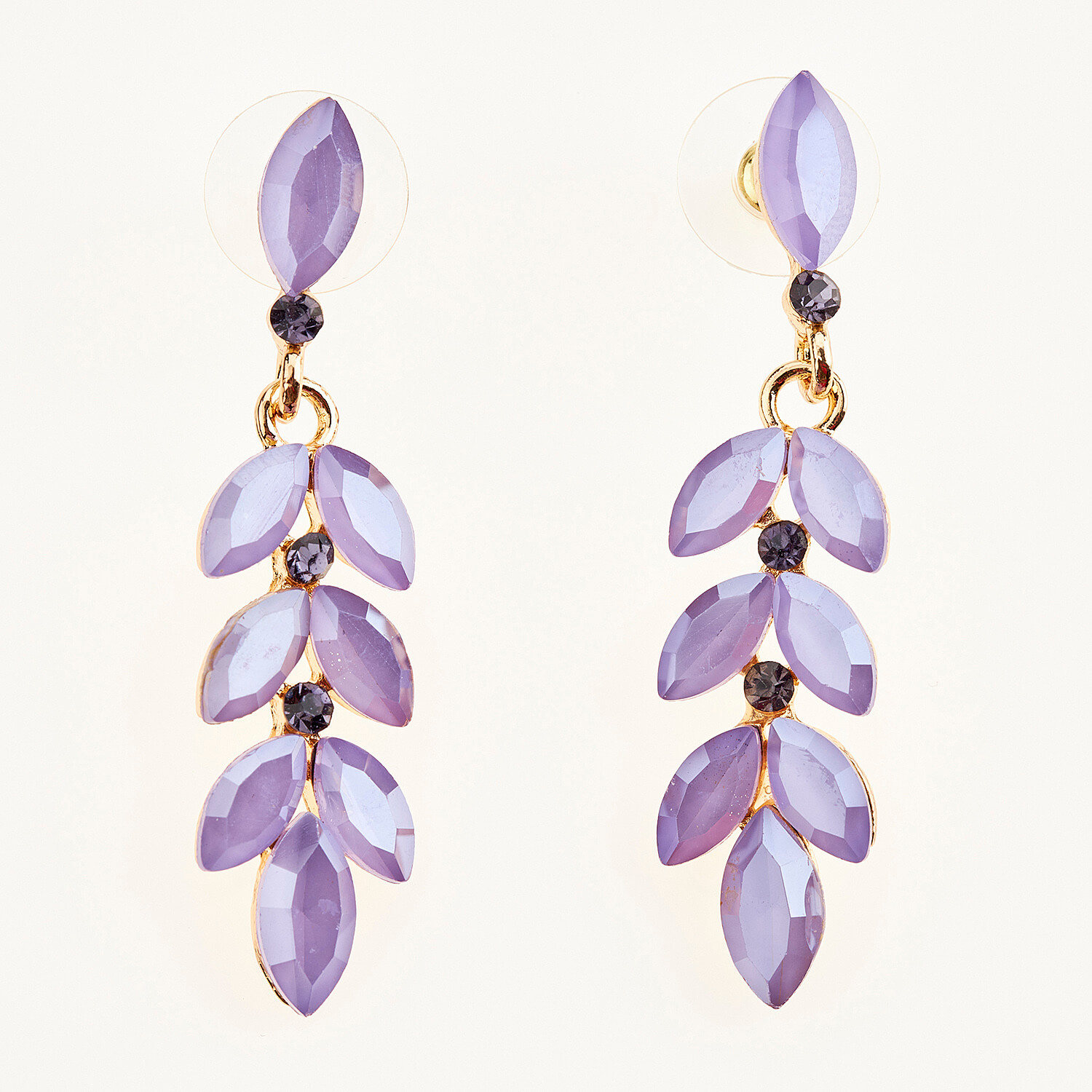 Sequoia Γυναικείο ατσάλινο Υποαλλεργικό σκουλαρίκι με πέτρες μωβ Sequoia Γυναικείο ατσάλινο Υποαλλεργικό σκουλαρίκι με πέτρες μωβ