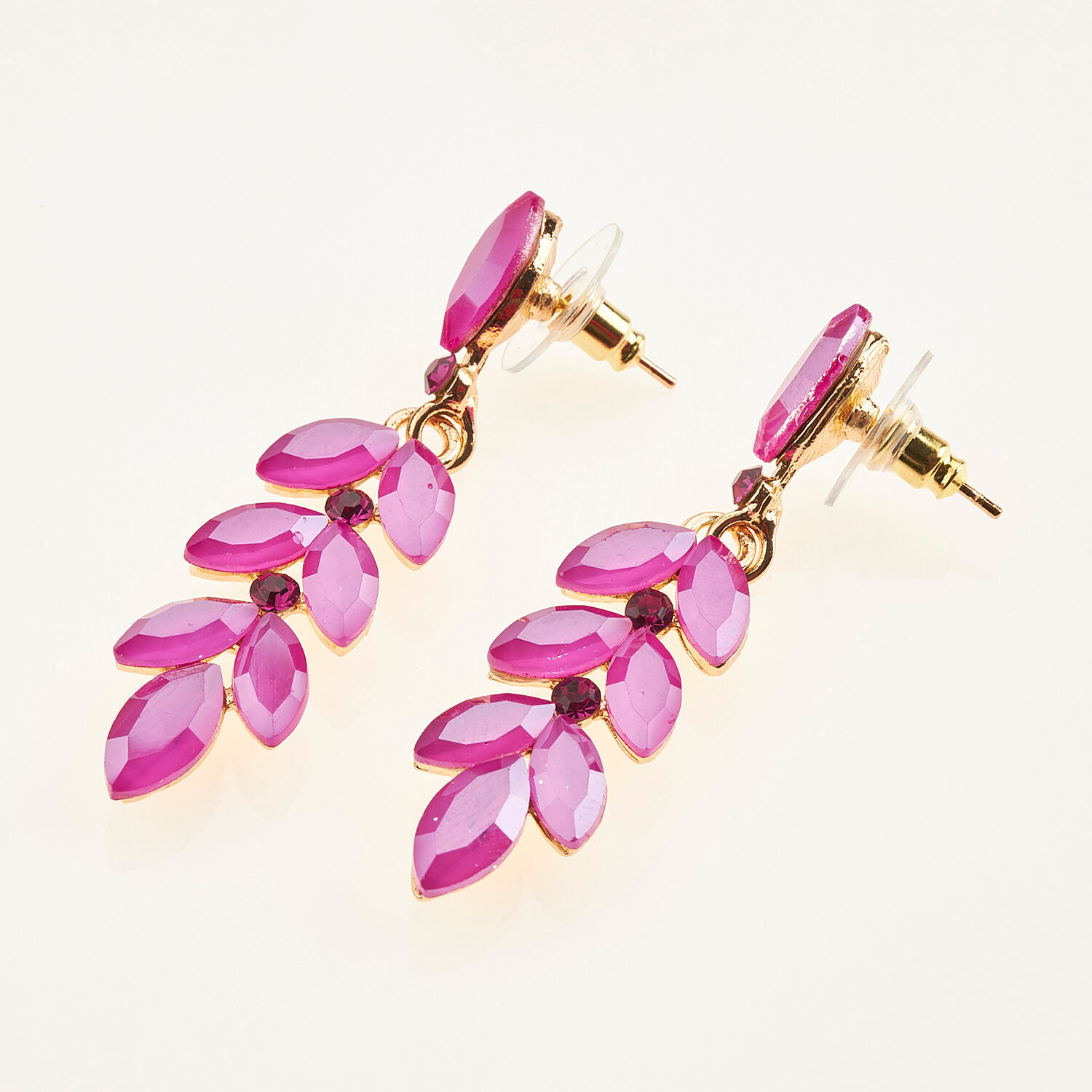 Sequoia Γυναικείο ατσάλινο Υποαλλεργικό σκουλαρίκι με πέτρες φούξια Sequoia Γυναικείο ατσάλινο Υποαλλεργικό σκουλαρίκι με πέτρες φούξια