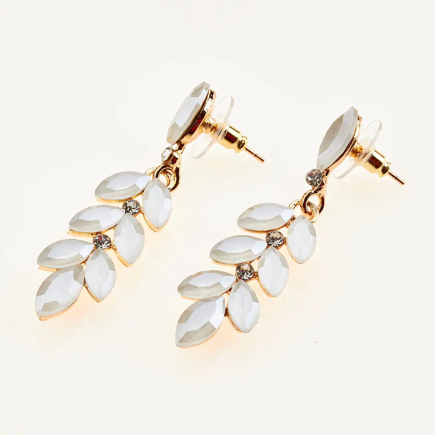 Sequoia Γυναικείο ατσάλινο Υποαλλεργικό σκουλαρίκι με πέτρες λευκό