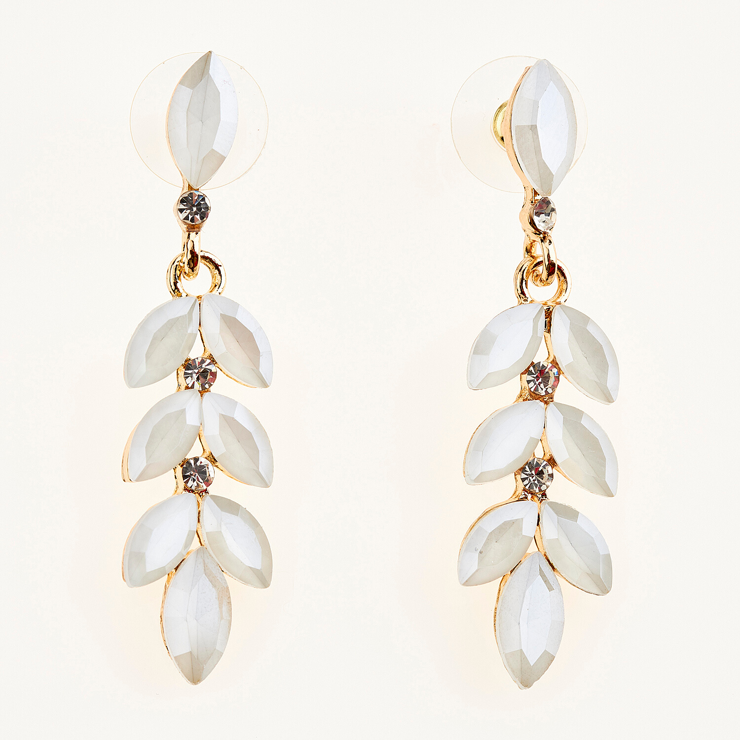 Sequoia Γυναικείο ατσάλινο Υποαλλεργικό σκουλαρίκι με πέτρες λευκό Sequoia Γυναικείο ατσάλινο Υποαλλεργικό σκουλαρίκι με πέτρες λευκό