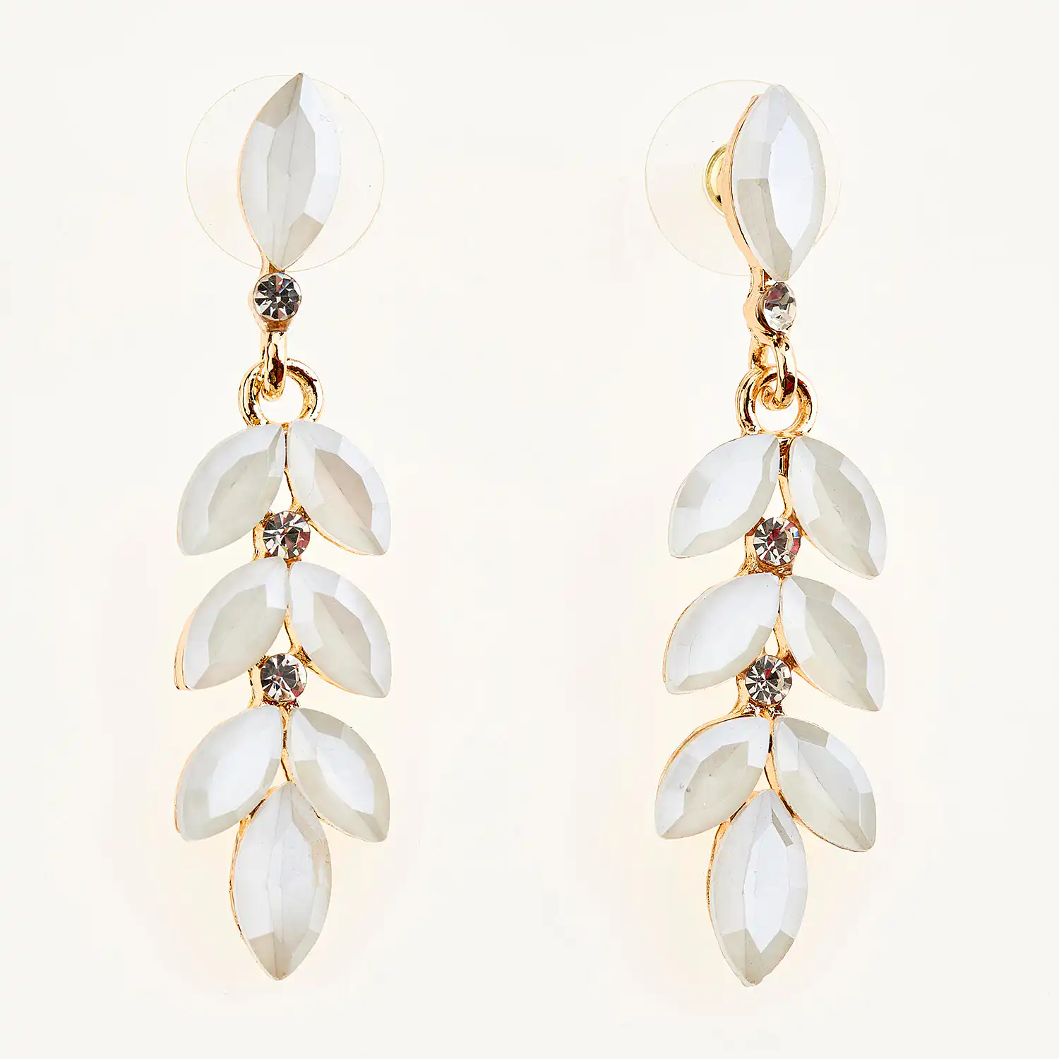 Sequoia Γυναικείο ατσάλινο Υποαλλεργικό σκουλαρίκι με πέτρες λευκό