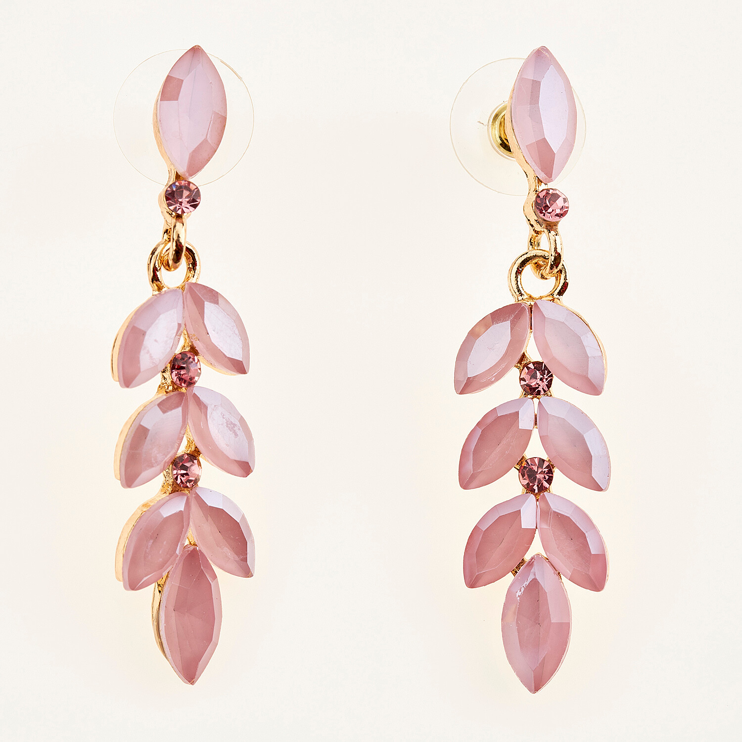 Sequoia Γυναικείο ατσάλινο Υποαλλεργικό σκουλαρίκι με πέτρες ροζ Sequoia Γυναικείο ατσάλινο Υποαλλεργικό σκουλαρίκι με πέτρες ροζ