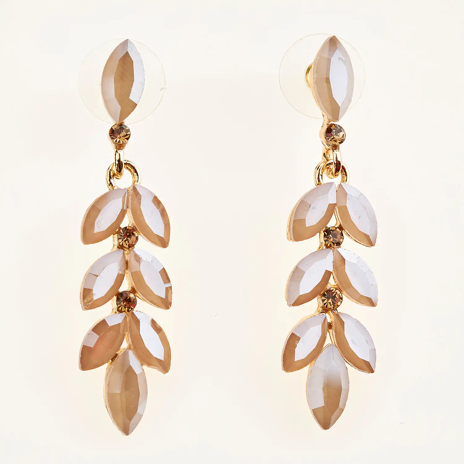 Sequoia Γυναικείο ατσάλινο Υποαλλεργικό σκουλαρίκι με πέτρες μπεζ