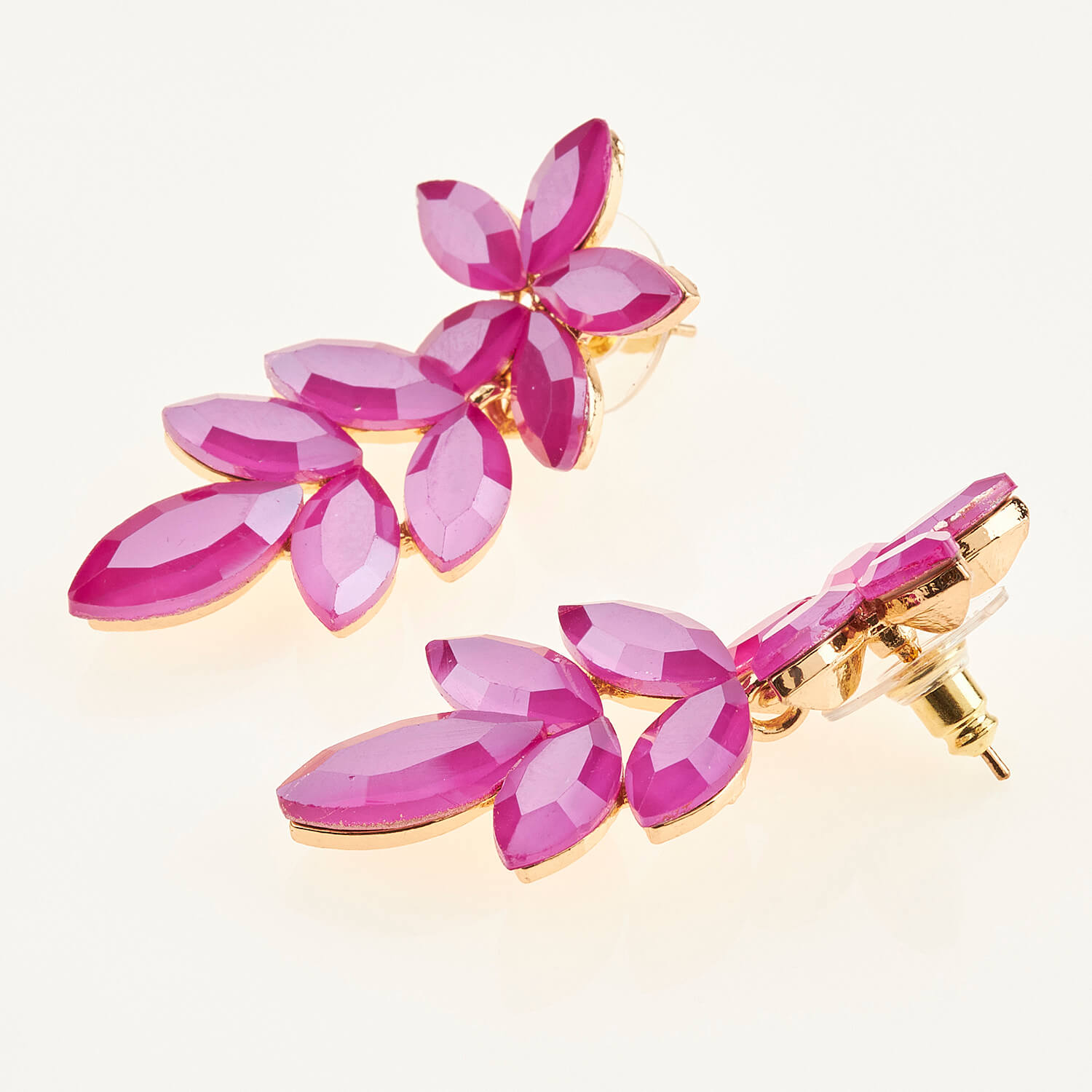 Sequoia Γυναικείο ατσάλινο Υποαλλεργικό σκουλαρίκι με πέτρες φούξια Sequoia Γυναικείο ατσάλινο Υποαλλεργικό σκουλαρίκι με πέτρες φούξια