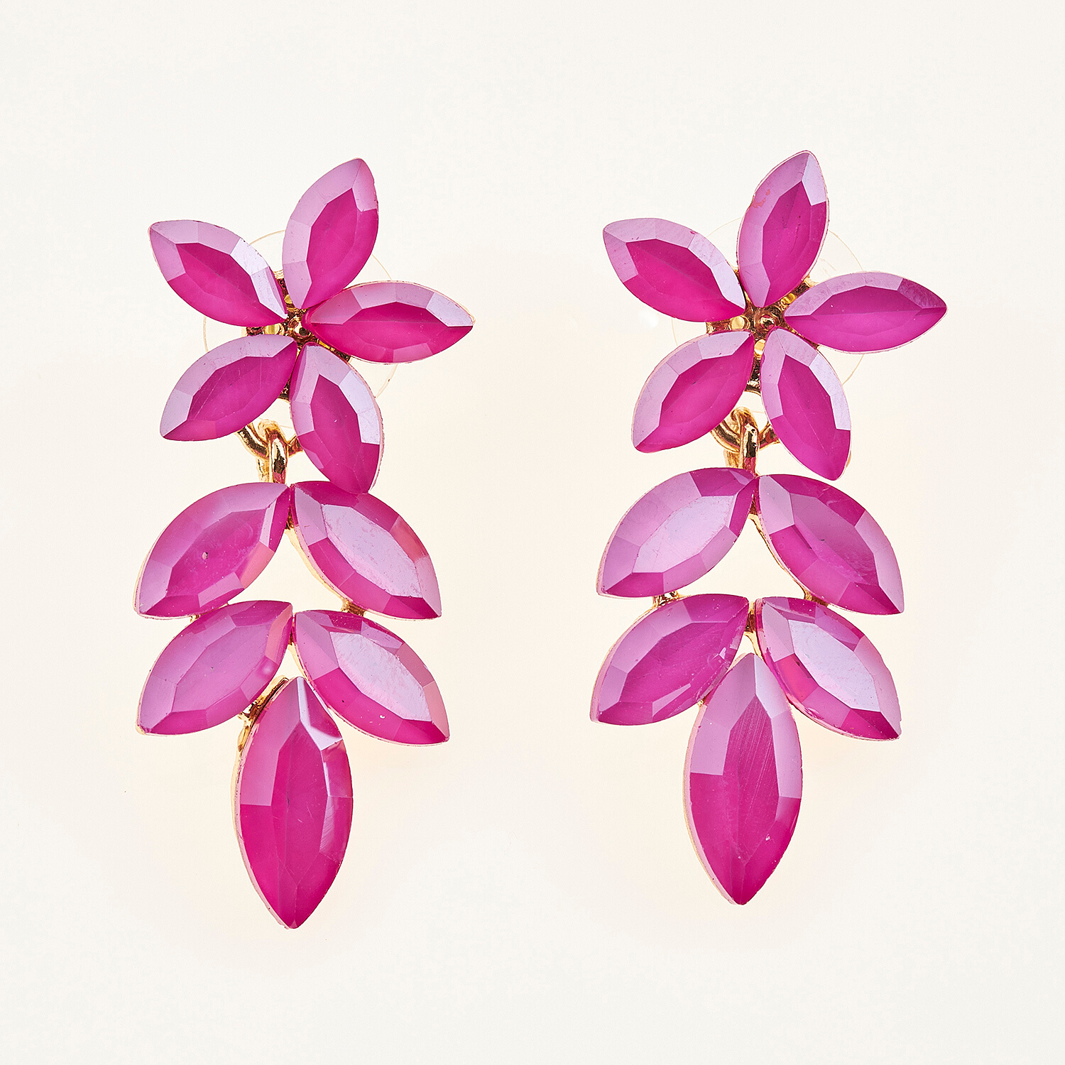 Sequoia Γυναικείο ατσάλινο Υποαλλεργικό σκουλαρίκι με πέτρες φούξια Sequoia Γυναικείο ατσάλινο Υποαλλεργικό σκουλαρίκι με πέτρες φούξια