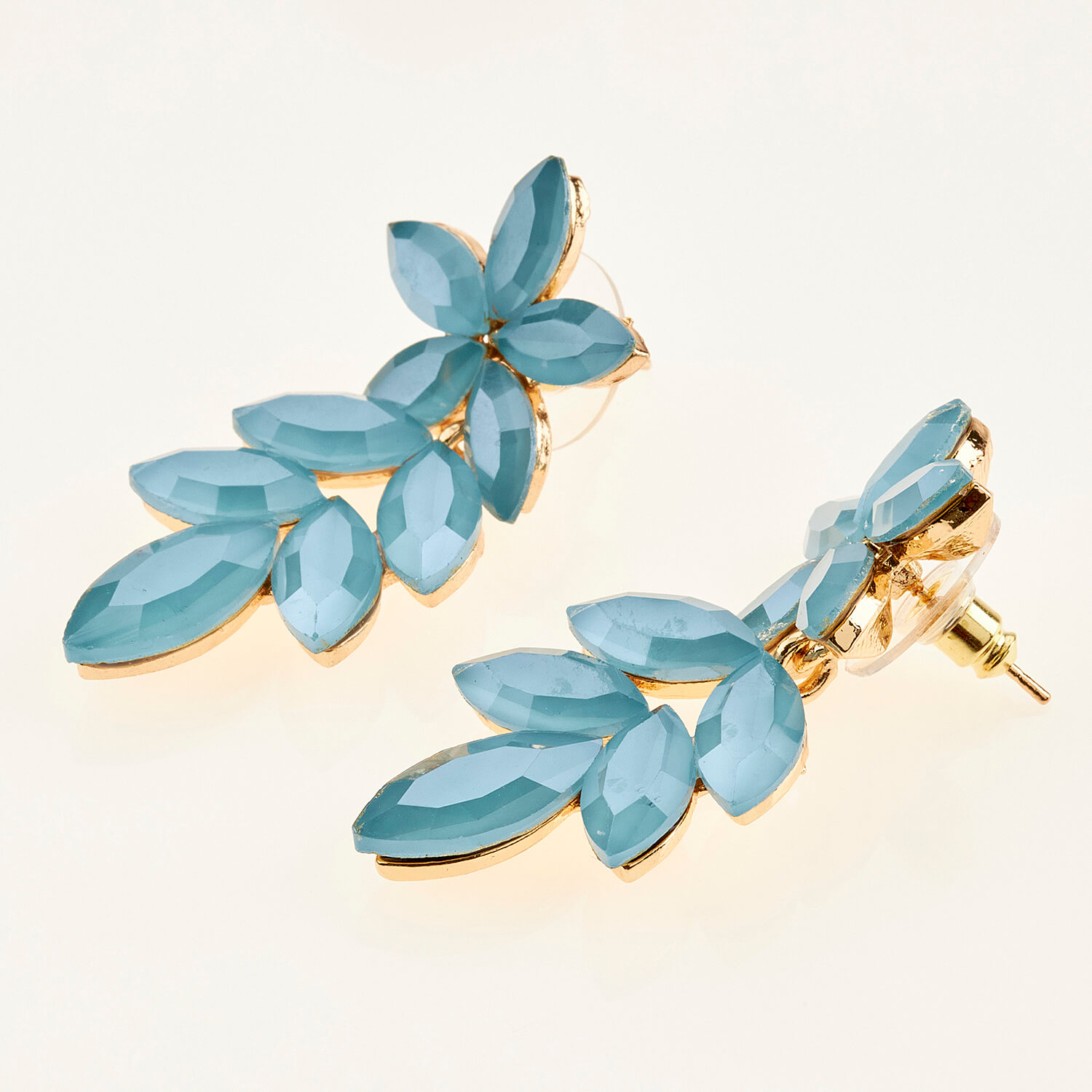 Sequoia Γυναικείο ατσάλινο Υποαλλεργικό σκουλαρίκι με πέτρες γαλάζιο