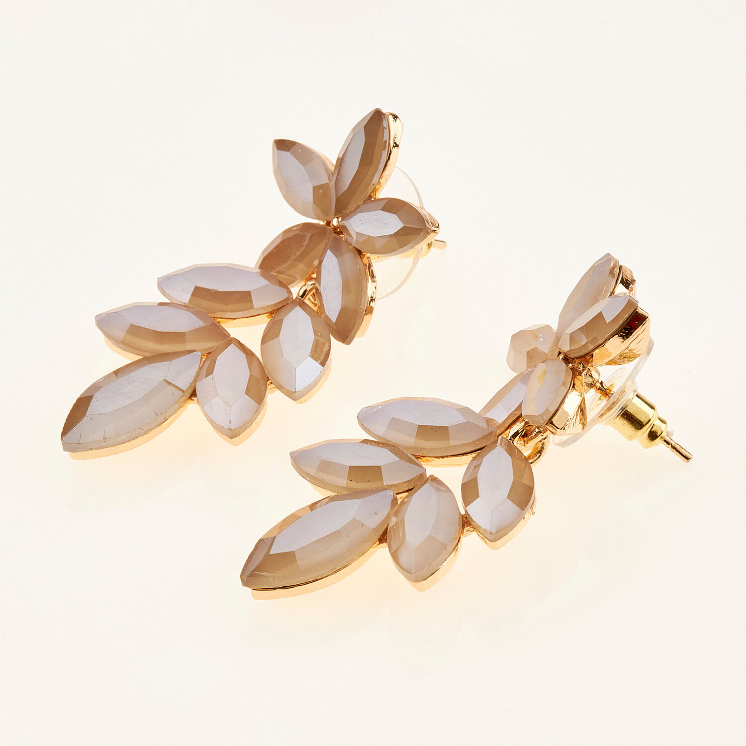 Sequoia Γυναικείο ατσάλινο Υποαλλεργικό σκουλαρίκι με πέτρες μπεζ