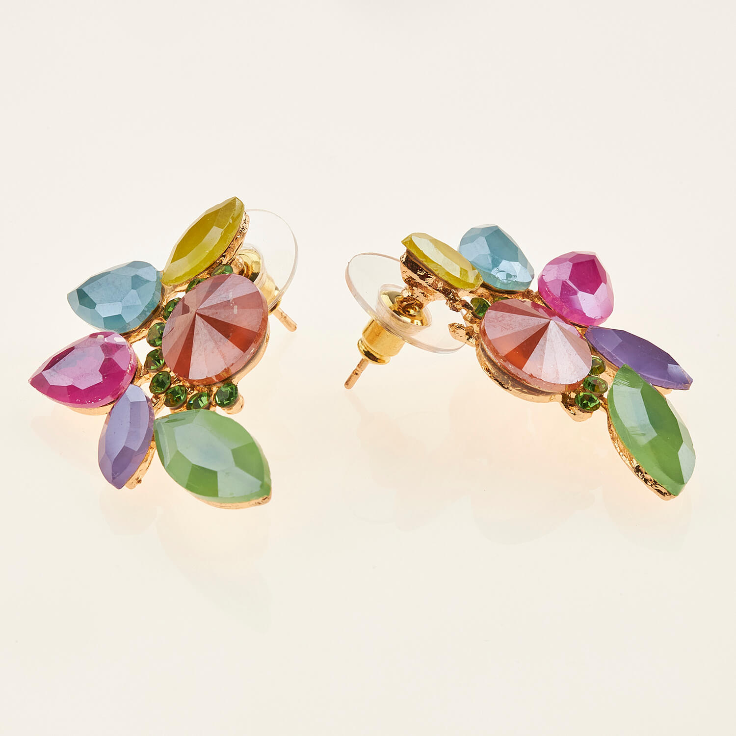 Sequoia Γυναικείο ατσάλινο Υποαλλεργικό σκουλαρίκι με πέτρες ροζ