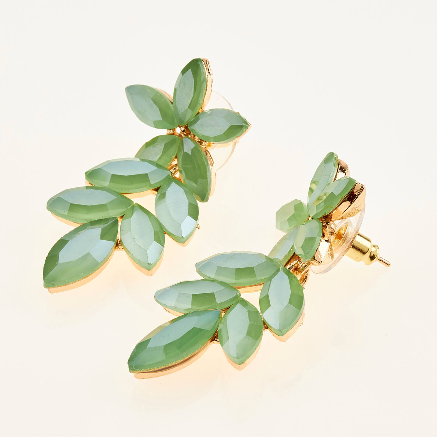 Sequoia Γυναικείο ατσάλινο Υποαλλεργικό σκουλαρίκι με πέτρες πράσινο