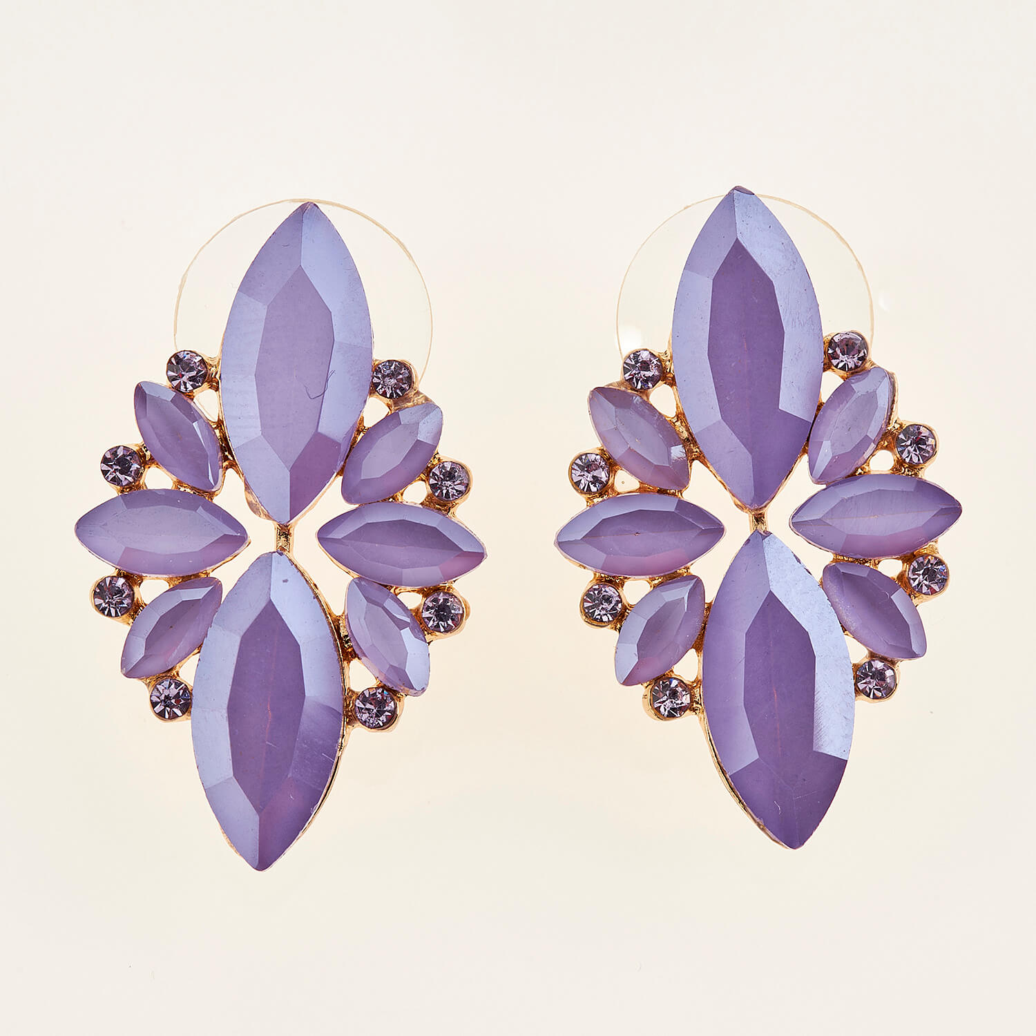 Sequoia Γυναικείο ατσάλινο Υποαλλεργικό σκουλαρίκι με πέτρες μωβ Sequoia Γυναικείο ατσάλινο Υποαλλεργικό σκουλαρίκι με πέτρες μωβ