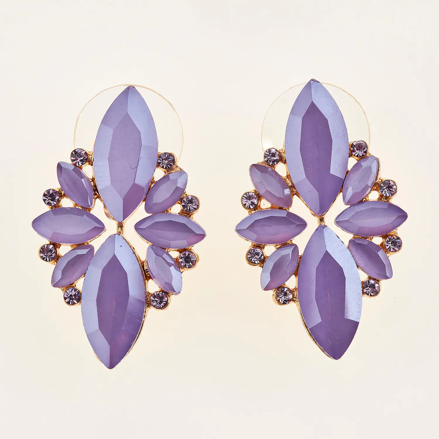 Sequoia Γυναικείο ατσάλινο Υποαλλεργικό σκουλαρίκι με πέτρες μωβ Sequoia Γυναικείο ατσάλινο Υποαλλεργικό σκουλαρίκι με πέτρες μωβ